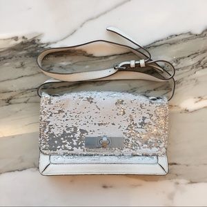 BCBG Max Azria Leather & Sequin Crossbody Bag